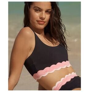 Beach Riot Marin Scallop Colorblock Bikini Top Size XL